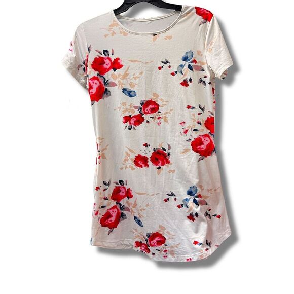 Women's Ivory Shirt Dress Knit Mini Dress w/ Pockets Size L - Picture 1 of 5